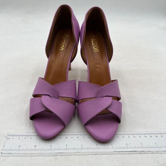 Pazzion Lavender Open Almond Toe High Heeled D'Orsay Slip On Two Pieces Sandals - Picture 3 of 8